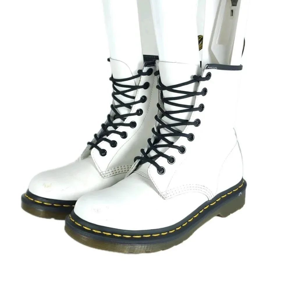 Dr. Martens Women's Pascal US7 White Leather Lace Up Ankle Combat Boots 11821